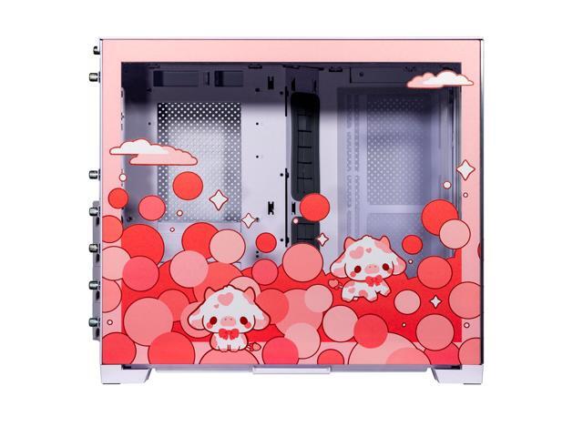 Velztorm Bubble Cow Custom Art Aluminum Tempered Glass O11 Dynamic Mini Rose Pink Gaming Computer Case, Supports Mini-ITX, Micro-ATX, and ATX...