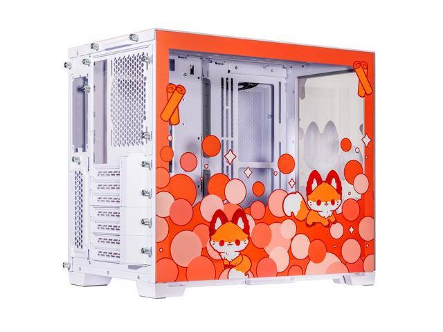 Velztorm Cinnamon Fox Custom Art Aluminum Tempered Glass O11 Dynamic Mini Red Gaming Computer Case, Supports Mini-ITX, Micro-ATX, and ATX...