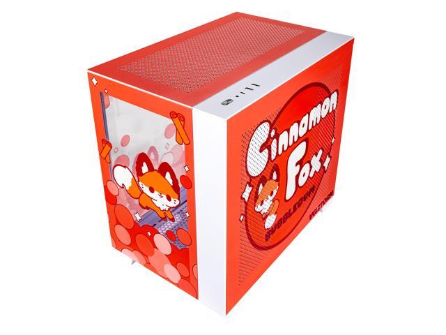 Velztorm Cinnamon Fox Custom Art Aluminum Tempered Glass O11 Dynamic Mini Red Gaming Computer Case, Supports Mini-ITX, Micro-ATX, and ATX...