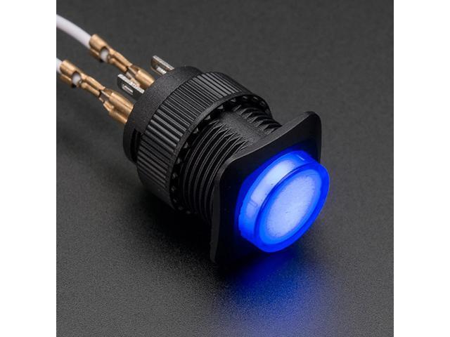 Adafruit 16mm Illuminated Pushbutton - Blue Latching On/Off Switch