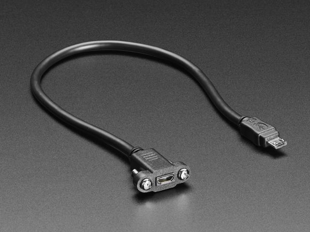 Adafruit Panel Mount Extension USB Cable - Micro B Male to Micro B Female