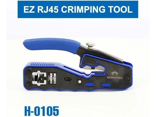 Rockman Tools Pass Through Crimper, Ethernet Crimper Kit, Support Crimping & Stripping & Cutting & All-in-one Wire Tool