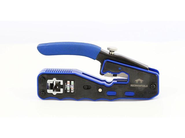 Rockman Tools Pass Through Crimper, Ethernet Crimper Kit, Support Crimping & Stripping & Cutting & All-in-one Wire Tool