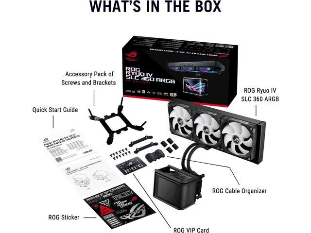 ASUS ROG RYUO IV SLC 360 ARGB All-in-one CPU Liquid Cooler with Shortened tubing maximizes a Clean Aesthetic, Curved 6.67-inch AMOLED Display...