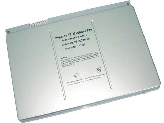 A1189 Replacement Battery for Apple MacBook Pro 17' A1151, MB166LL/A 10.8V 6600mAh Li-Polymer Compatible with MA458, MA458G/A, MA458J/A