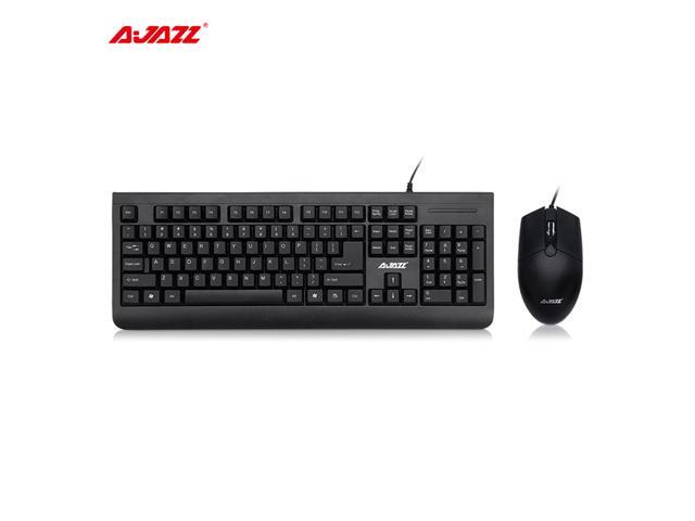 Ajazz X1180 104 Keys Wired Membrane Keyboard & Mouse Kit QWERT Laser Curving Cap Anti-abrasion 1000 DPI Mouse Office Supply