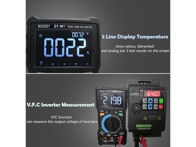 BSIDE ZT-M1 Auto/Manual Digital Multimeter 3-Line Triple Display 8000 Counts Battery Test Voltage VFC Square Wave Output Tester