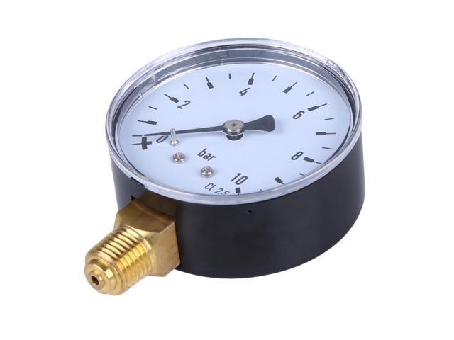 1pcs 1/4 Inch NPT Side Mount 10 Bar Metal Water Oil Air Compressor Pressure Gauge Manometer Pressure Measuring Tool