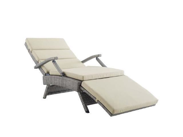 Envisage Chaise Outdoor Patio Wicker Rattan Lounge Chair - Light Gray Beige