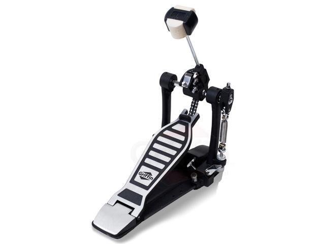 3 PACK GRIFFIN Drum Hardware Set - Kick Drum Pedal, Drummers Throne Seat & Straight Cymbal Stand Deluxe Chrome Slip-Proof Gear Holder Percussion...