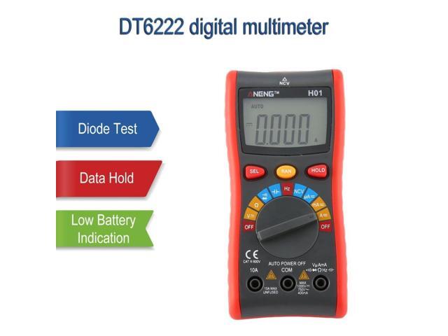 DT6222 Backlight Digital LCD Multimeter Voltmeter Ammeter AC DC Diode Resistence Frequency OHM Volt Tester Data Hold