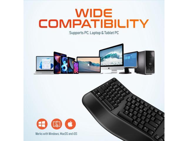 Delton KB200 Wireless Ergonomic Computer Keyboard Full-Size Design with Wrist Rest Quiet, Responsive Keys 2AA Batteries Operated, Compatible with...