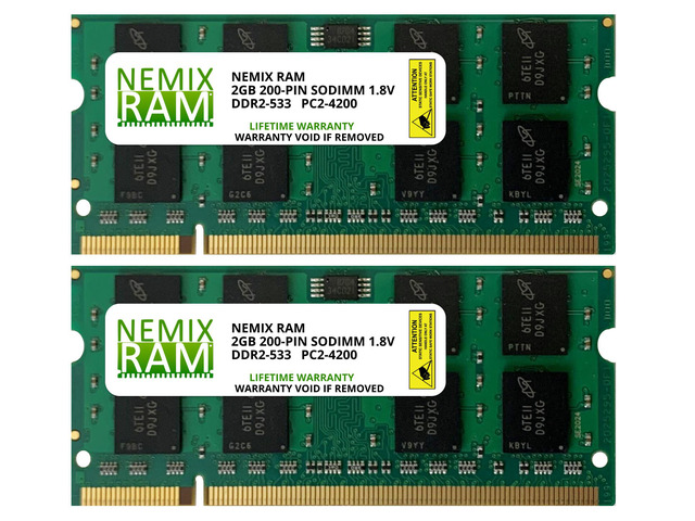 NEMIX RAM 4GB (2X2GB) DDR2 533MHZ PC2-4200 2Rx8 1.8V 200-PIN Non-ECC SODIMM Laptop PC Memory KIT