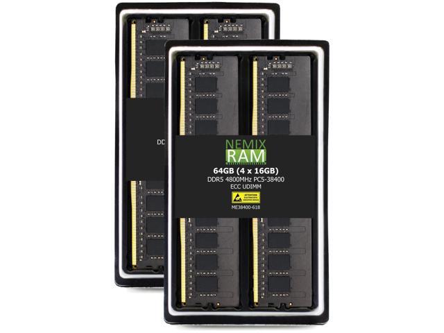 NEMIX RAM 64GB (4X16GB) DDR5 4800MHZ PC5-38400 1Rx8 1.1V CL40 288-PIN ECC Unbuffered UDIMM KIT Compatible with QNAP TS-H1677AXU-RP NAS