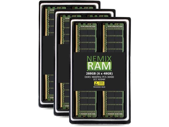288GB 6X48GB DDR5 4800MHz PC5-38400 2Rx8 1.1V CL40 288-PIN ECC Registered RDIMM NEMIX RAM Server Memory KIT Compatible with GIGABYTE MZ73-LM1...