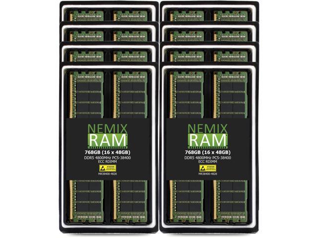 768GB 16X48GB DDR5 4800MHz PC5-38400 2Rx8 1.1V CL40 288-PIN ECC Registered RDIMM NEMIX RAM Server Memory KIT Compatible with Supermicro H13SSF...
