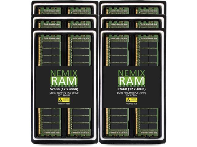 576GB 12X48GB DDR5 4800MHz PC5-38400 2Rx8 1.1V CL40 288-PIN ECC Registered RDIMM NEMIX RAM Server Memory KIT Compatible with GIGABYTE MZ33-AR1...