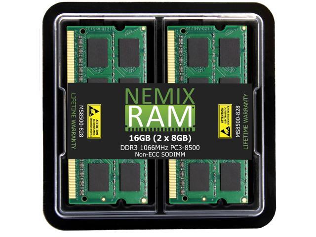 NEMIX RAM 16GB (2X8GB) DDR3 1066MHZ PC3-8500 2Rx8 1.5V 204-PIN Non-ECC SODIMM Laptop PC Memory KIT