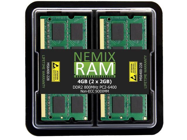 NEMIX RAM 4GB (2X2GB) DDR2 800MHZ PC2-6400 2Rx8 1.8V SODIMM Laptop Memory KIT