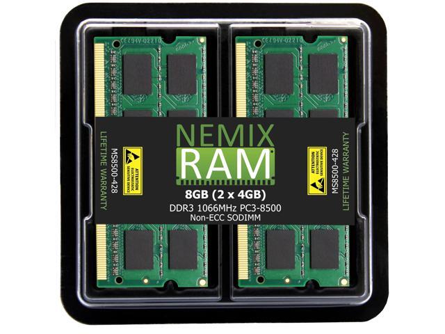 NEMIX RAM 8GB (2X4GB) DDR3 1066MHZ PC3-8500 2Rx8 1.5V 204-PIN Non-ECC SODIMM Laptop PC Memory KIT