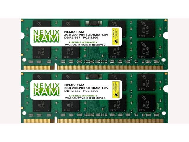 NEMIX RAM 4GB (2X2GB) DDR2 667MHz PC2-5300 2Rx8 1.8V 200-PIN Non-ECC SODIMM Laptop PC Memory KIT