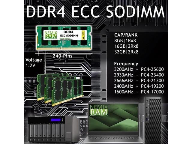 NEMIX RAM 32GB (1X32GB) DDR4 3200MHZ PC4-25600 2Rx8 1.2V CL22 260-PIN ECC Unbuffered SODIMM Memory Compatible with Kingston KSM32SED8/32HC,...