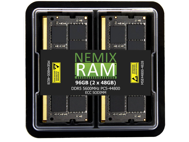 NEMIX RAM 96GB (2X48GB) DDR5 5600MHZ PC5-44800 2Rx8 1.1V 262-PIN ECC Unbuffered SODIMM KIT