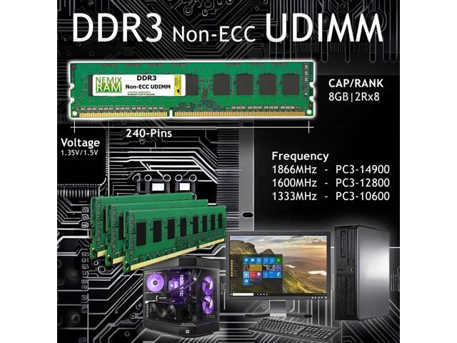 NEMIX RAM 4GB (2X2GB) DDR3 1333MHZ PC3-10600 2Rx8 1.5V 240-PIN Non-ECC UDIMM Unbuffered Desktop Memory KIT