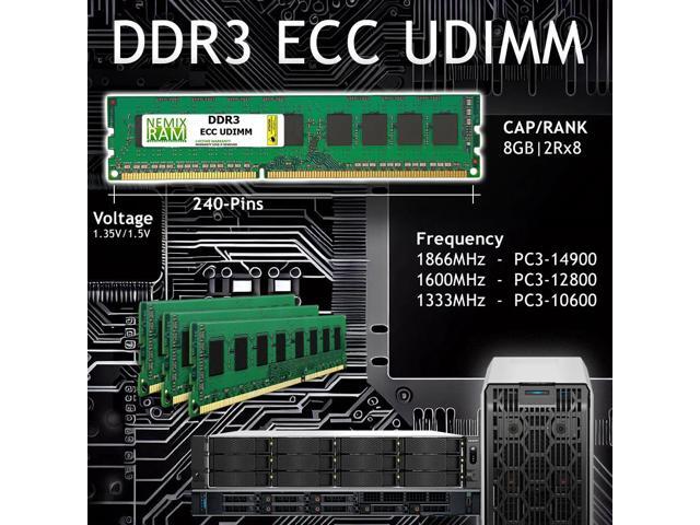 NEMIX RAM 32GB (4X8GB) DDR3 1866MHZ PC3-14900 2Rx8 1.5V 240-PIN ECC UDIMM Unbuffered Memory KIT