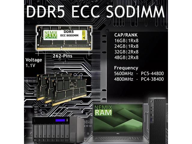 NEMIX RAM 32GB (1X32GB) DDR5 5600MHZ PC5-44800 2Rx8 1.1V 262-PIN ECC Unbuffered SODIMM Memory