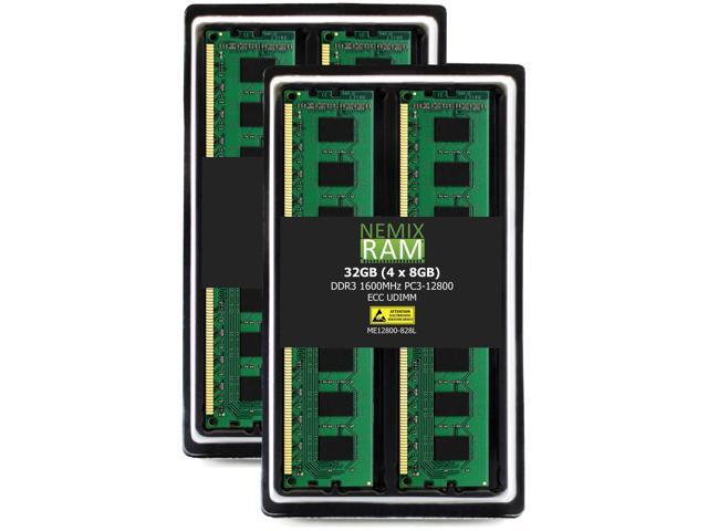 NEMIX RAM 32GB (4X8GB) DDR3 1600MHZ PC3-12800 2Rx8 1.35V 240-PIN ECC UDIMM Unbuffered Memory KIT