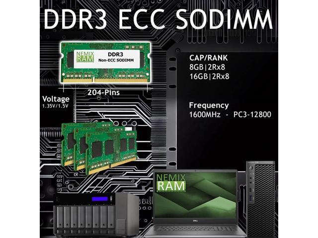 NEMIX RAM 8GB (1X8GB) DDR3 1600MHZ PC3-12800 2Rx8 1.35V 203-PIN ECC SODIMM Compatible with Supermicro MEM-DR380L-HL01-ES16 ECC Unbuffered Memory