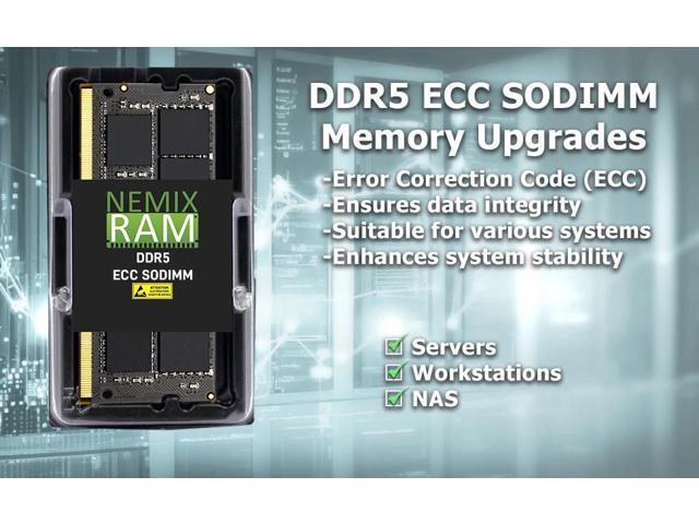 NEMIX RAM 32GB (1X32GB) DDR5 5600MHZ PC5-44800 2Rx8 1.1V 262-PIN ECC Unbuffered SODIMM Memory