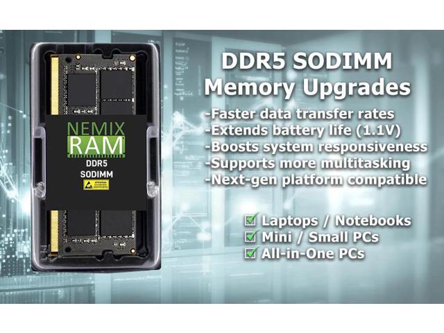 NEMIX RAM 32GB (1X32GB) DDR5 5600MHz PC5-44800 2Rx8 1.1V 262-PIN Non-ECC SODIMM Laptop PC Memory