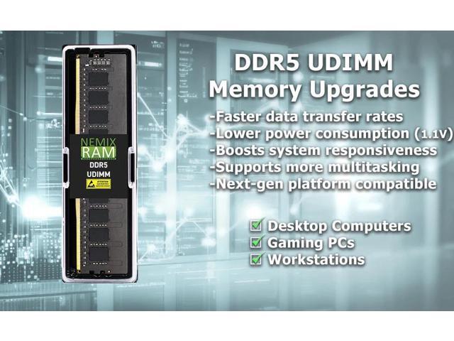 NEMIX RAM 64GB (2X32GB) DDR5 4800MHZ PC5-38400 2Rx8 1.1V 288-PIN Non-ECC Unbuffered UDIMM Desktop PC Memory KIT