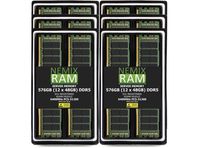 NEMIX RAM 576GB (12 x 48GB) DDR5 6400MHz PC5-51200 2Rx8 1.1V 288-PIN ECC RDIMM Registered Server Memory Kit