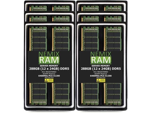 NEMIX RAM 288GB (12 x 24GB) DDR5 6400MHz PC5-51200 2Rx8 1.1V 288-PIN ECC RDIMM Registered Server Memory Kit
