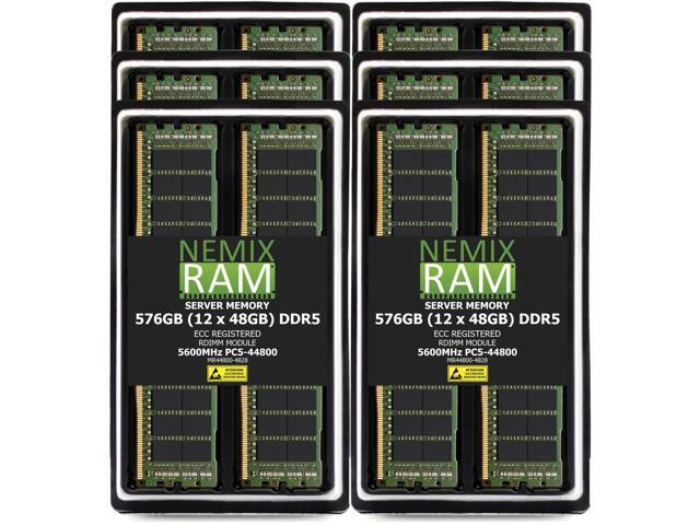 576GB 12X48GB DDR5 5600MHz PC5-44800 2Rx8 1.1V CL46 288-PIN ECC Registered RDIMM NEMIX RAM Server Memory KIT Compatible with Supermicro H13DSH...