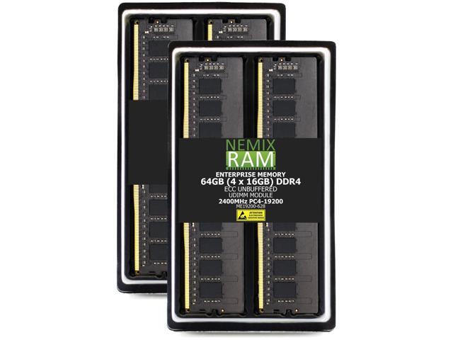 NEMIX RAM 64GB (4 x 16GB) DDR4 2400MHz PC4-19200 2Rx8 1.2V 288-PIN ECC UDIMM Unbuffered Memory Kit