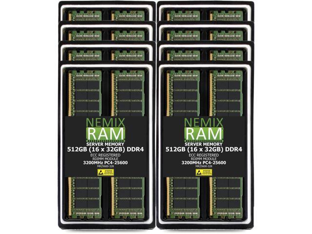 NEMIX RAM 512GB (16 x 32GB) DDR4 3200MHz PC4-25600 2Rx8 1.2V 288-PIN ECC RDIMM Registered Server Memory Kit