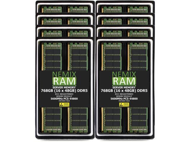 768GB 16X48GB DDR5 5600MHz PC5-44800 2Rx8 1.1V CL46 288-PIN ECC Registered RDIMM NEMIX RAM Server Memory KIT Compatible with Supermicro H14DST-FL...
