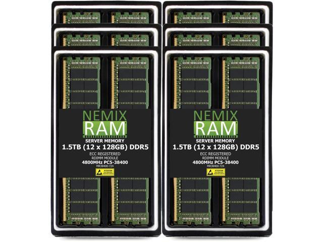 NEMIX RAM 1.5TB (12 x 128GB) DDR5 4800MHz PC5-38400 2Rx4 1.1V 288-PIN ECC RDIMM Registered Server Memory Kit