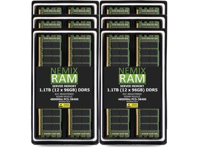 1.1TB 12X96GB DDR5 4800MHz PC5-38400 2Rx4 1.1V CL40 288-PIN ECC Registered RDIMM NEMIX RAM Server Memory KIT Compatible with Supermicro H13DSG-OM...