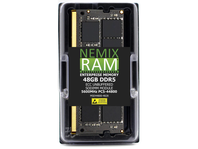 48GB DDR5 5600MHz PC5-44800 2Rx8 1.1V CL46 262-PIN ECC Unbuffered SODIMM NEMIX RAM Memory Compatible with Supermicro X14SAV-LVDS Motherboard - DDR5...