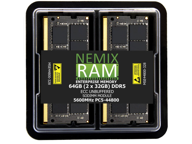 64GB 2X32GB DDR5 5600MHz PC5-44800 2Rx8 1.1V CL46 262-PIN ECC Unbuffered SODIMM NEMIX RAM Memory KIT Compatible with Supermicro X14SAV-TLN4F...