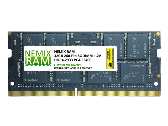 NEMIX RAM 32GB (1X32GB) DDR4 2933MHZ PC4-23400 2Rx8 1.2V 260-PIN Non-ECC SODIMM Laptop PC Memory