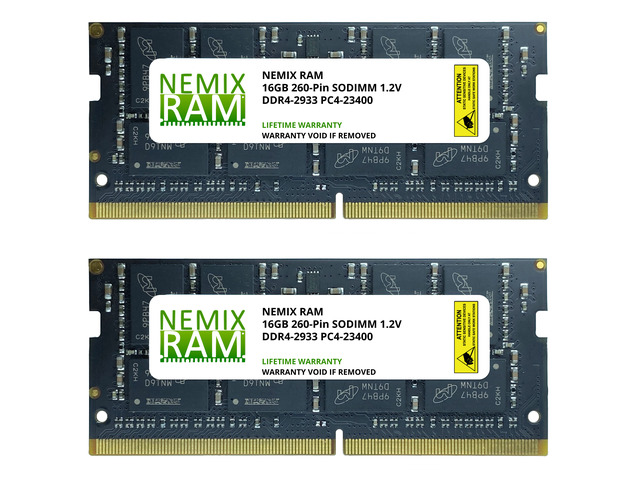 NEMIX RAM 32GB (2X16GB) DDR4 2933MHZ PC4-23400 2Rx8 1.2V 260-PIN Non-ECC SODIMM Laptop PC Memory KIT