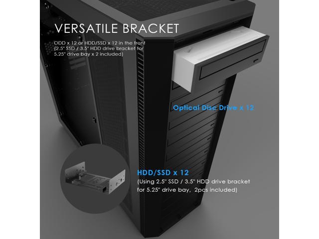 anidees AI Raider XL Full Tower Tempered Glass XL-ATX/E-ATX/ATX Gaming Case, Support 12 x 5.25 Drive Bay 480/360 Radiator, AI-RA-XL (PC Case ONLY)