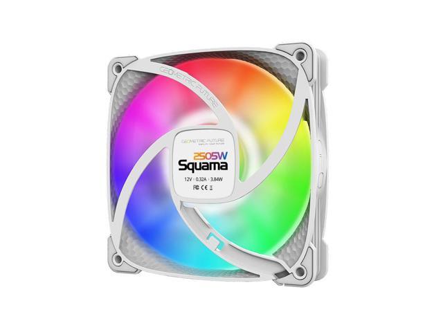 Geometric Future Squama 2505 RGB PWM Fan - White - 120mm - 3 pack - High Performance - 5V 3pin Addressable RGB - Motherboard SYNC with 5V 3pin -...