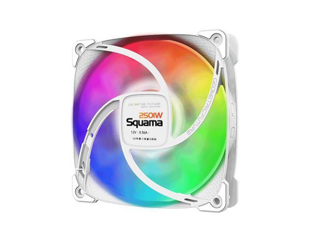 Geometric Future Squama 2501 RGB PWM Fan - White - 120mm - 3 pack - High Performance - 5V 3pin Addressable RGB - Motherboard SYNC with 5V 3pin -...